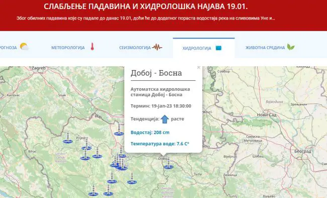 FOTO: Dobojski Info | DOBOJ: Raste vodostaj Bosne, u 18 časova na koti 208 cm