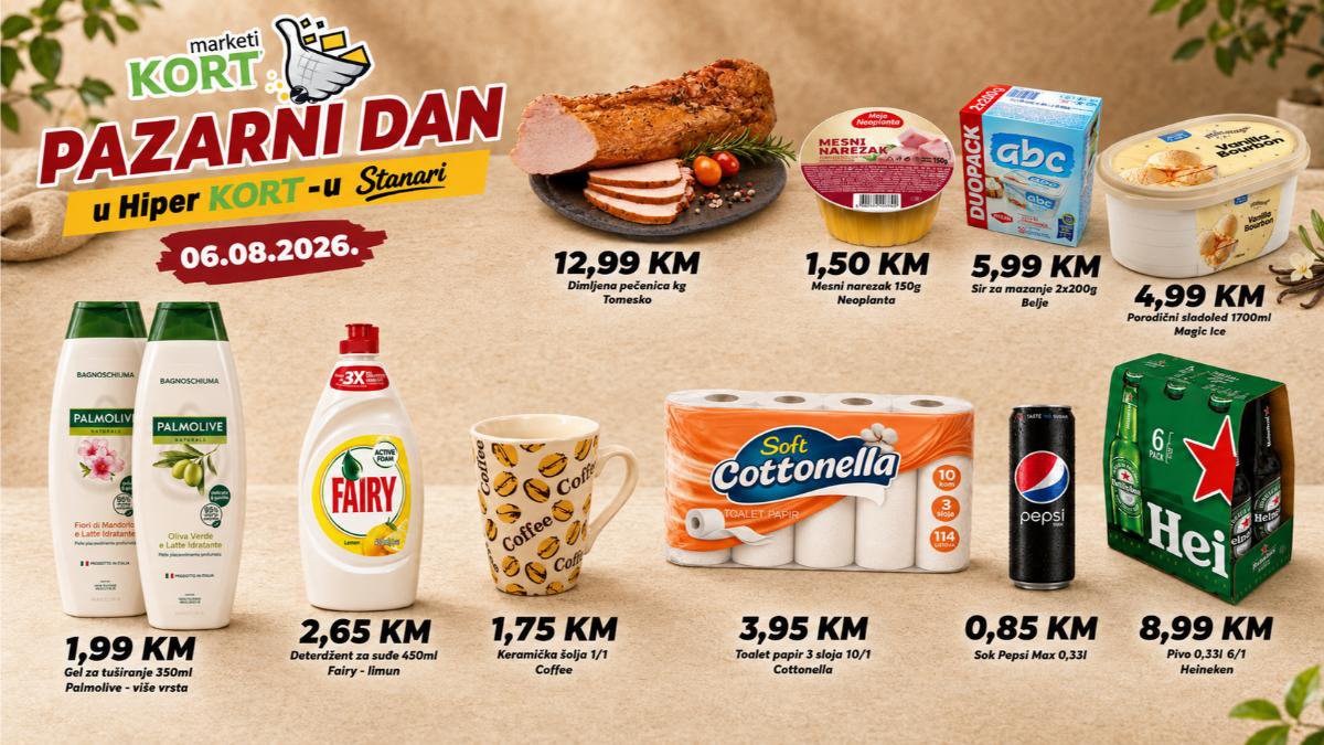 Pazarni dan u Hiper KORT-u Stanari: Deset proizvoda po izdvojenim cijenama