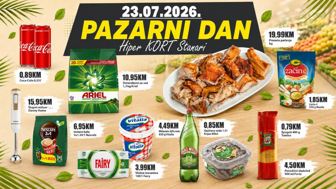 STANARI: Pazarni dan u Hiper KORT-u donosi akcijske cijene hrane, pića i proizvoda za domaćinstvo