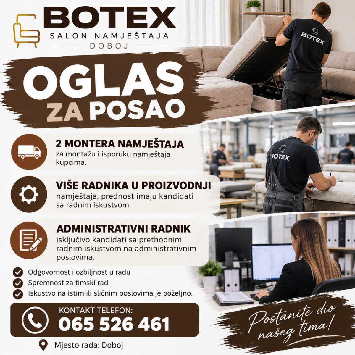BOTEX Doboj Oglas za posao