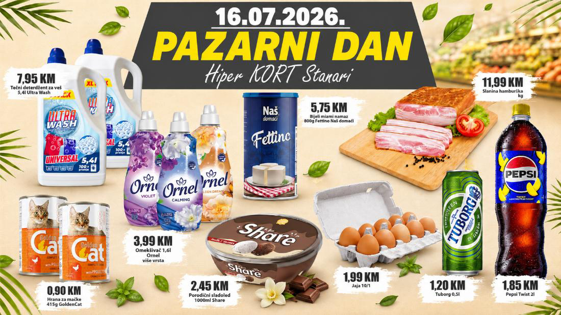 OVOG ČETVRTKA U HIPER KORT-u STANARI: Pazarni dan donosi cijene za uštedu