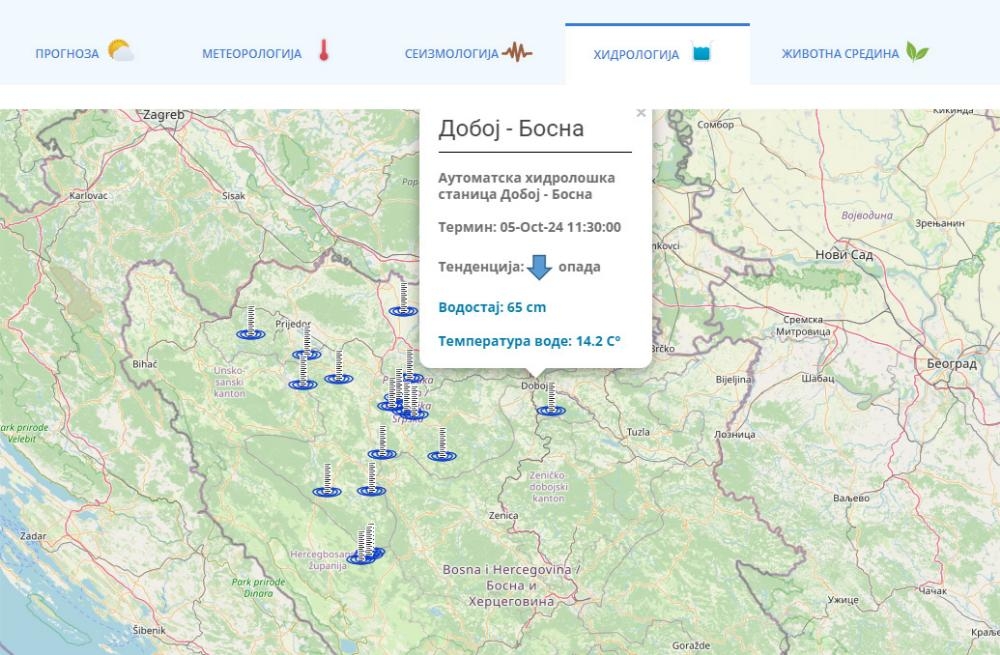 TRENUTNI VODOSTAJ RIJEKE BOSNE U DOBOJU: Stabilizacija i pad nivoa vode