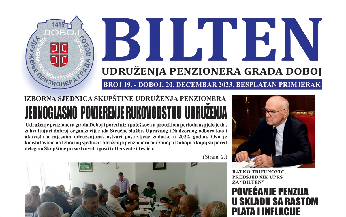 DOBOJ: Bilten ponovo u rukama penzionera nakon dvogodišnje pauze