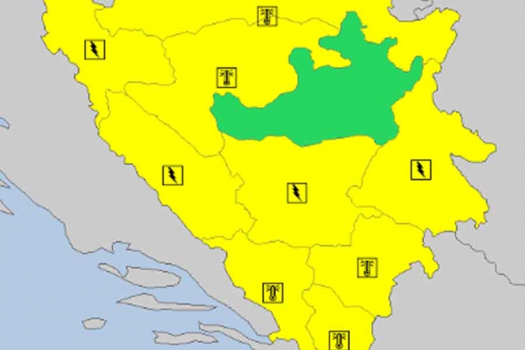 UPALJEN ŽUTI METEOALARM: Visoke temperature i mogući pljuskovi