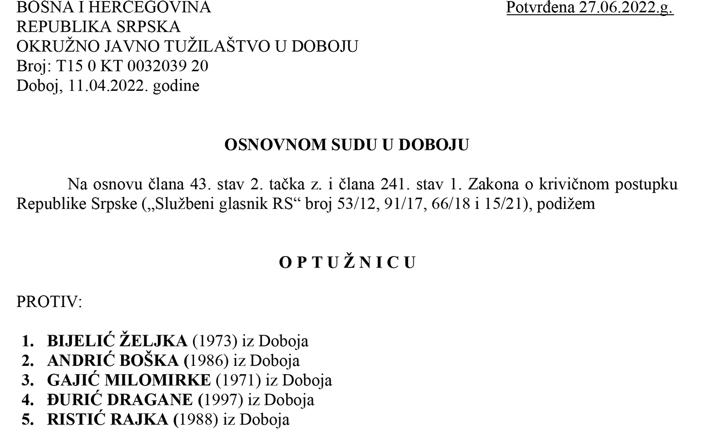Potvrđena optužnica protiv 5 članova biračkog odbora zbog izborne prevare 038B016B Usora 1B