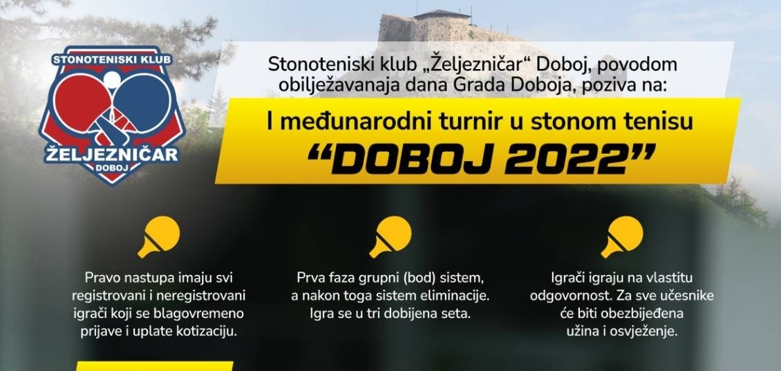 DOBOJSKI INFO NAJAVLJUJE: Prvi međunarodni turnir u stonom tenisu "Doboj 2022"