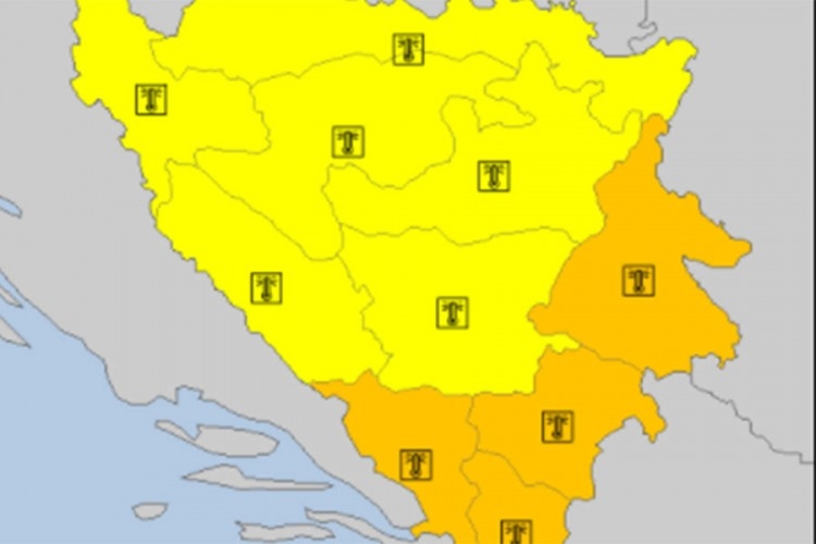 METEOALARM: Narandžasto upozorenje za dijelove BiH