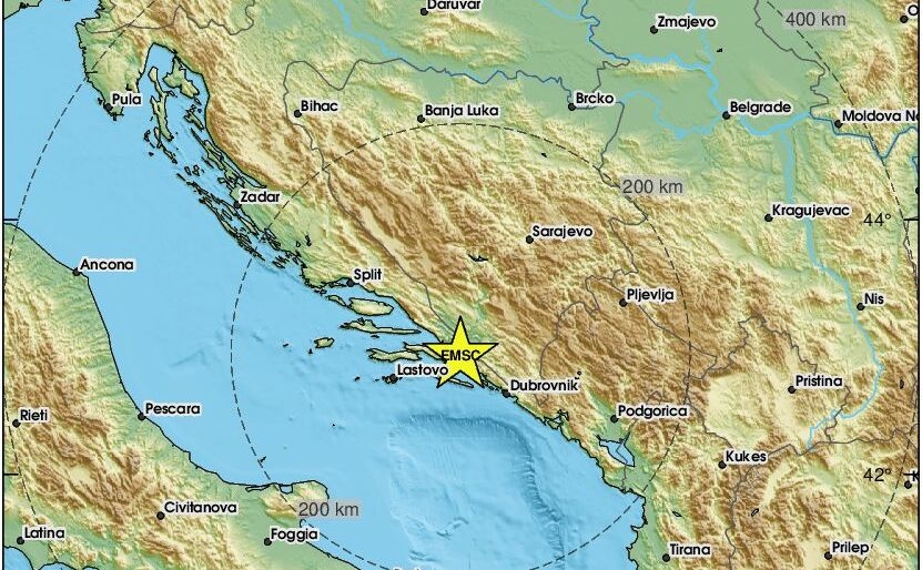 4,5 STEPENI PO RIHTERU Zemljotres s epicentrom južno od Mostara