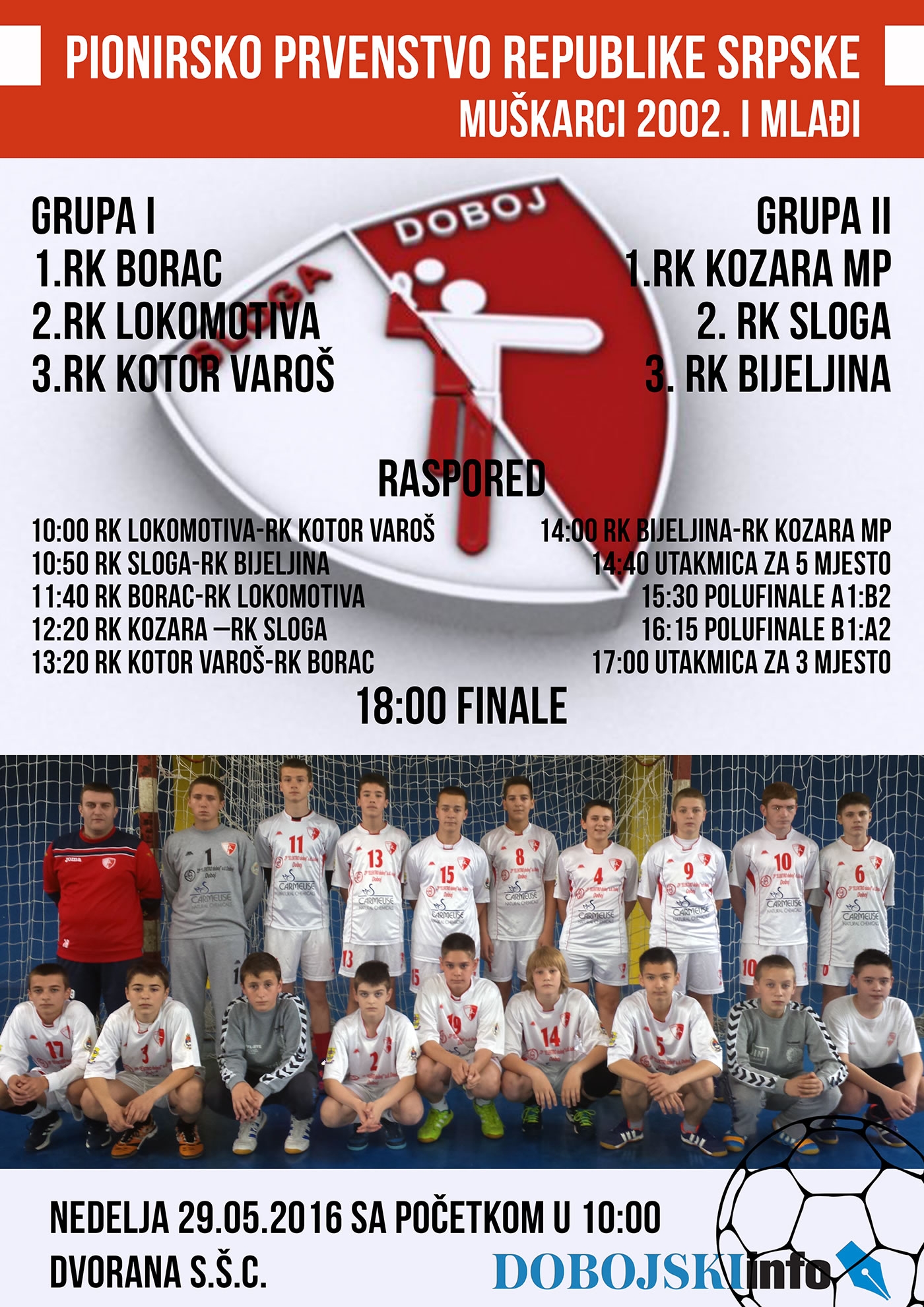 DOBOJ: Sloga domaćin Pionirskog prvenstva za rukometaše Republike Srpske