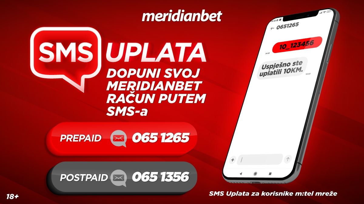 Meridianbet: Mi nemamo dodatnih troškova! SMS-om deponuj tačno koliko želiš!
