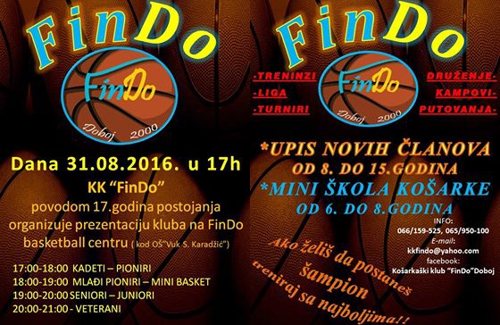 DOBOJSKI INFO NAJAVLJUJE: Prezentacija svih selekcija Košarkaškog kluba "FinDo"