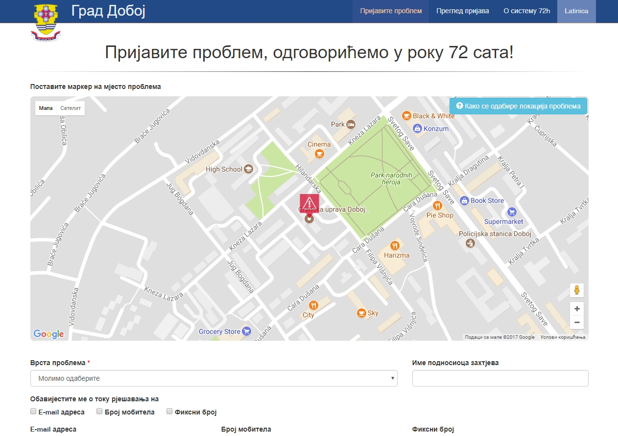 SERVIS U FUNKCIJI GRAĐANA Prijavite komunalni problem – Sistem72