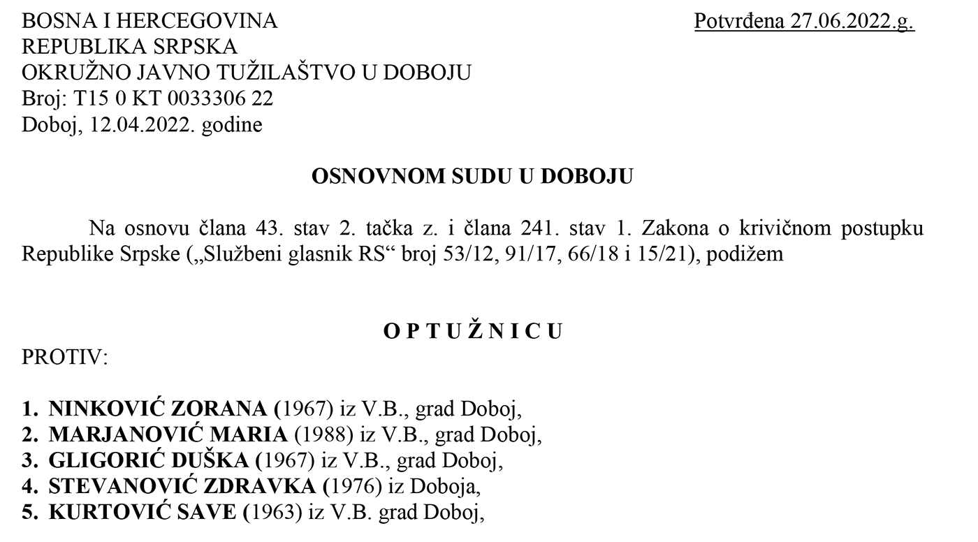 Potvrđena optužnica protiv 5 članova biračkog odbora zbog izborne prevare 038B0083C Bukovica Velika C