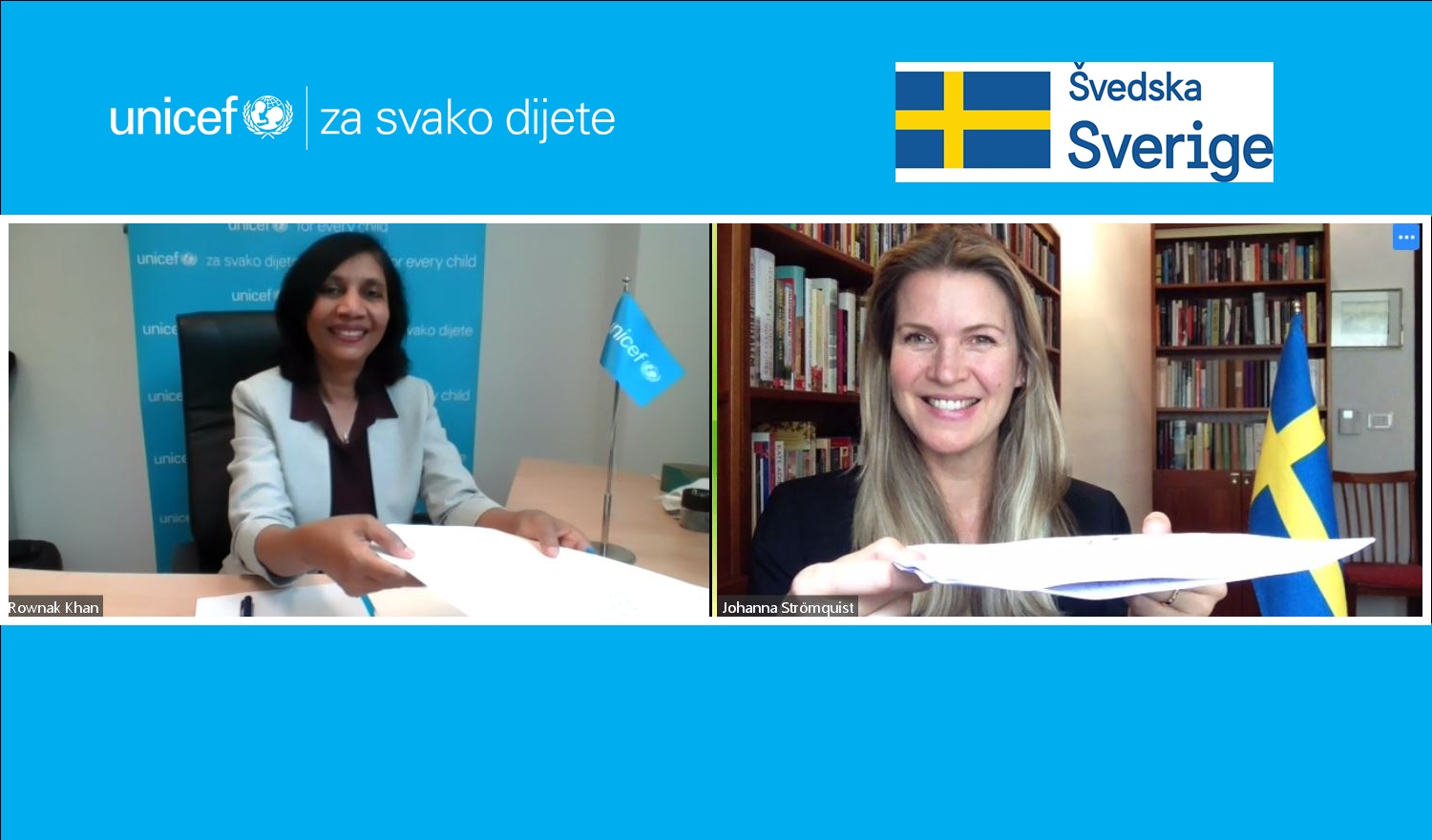 Vlada Kraljevine Švedske i UNICEF nastavlјaju strateško partnerstvo u Bosni i Hercegovini