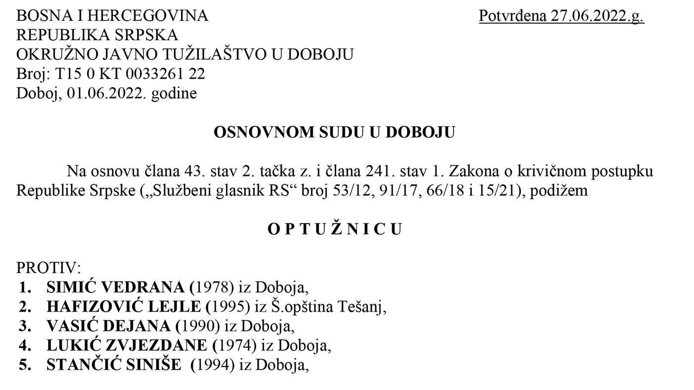 Potvrđena optužnica protiv 5 članova biračkog odbora zbog izborne prevare 038B019 Vuk Karadžić 3