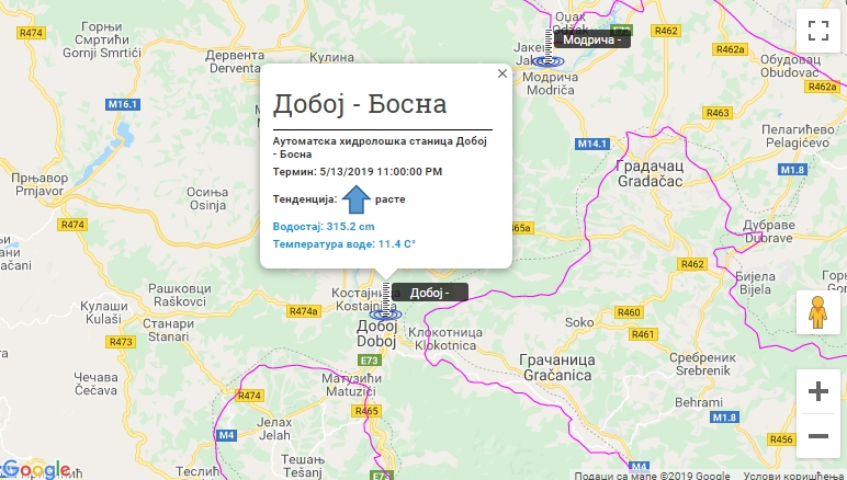 DOBOJ: Nivo rijeke Bosne 315 centimetara