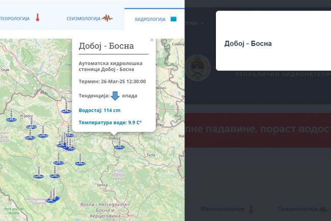 FOTO: Dobojski Info | Zašto je stranica RHMZ RS neupotrebljiva baš kada je najpotrebnija?